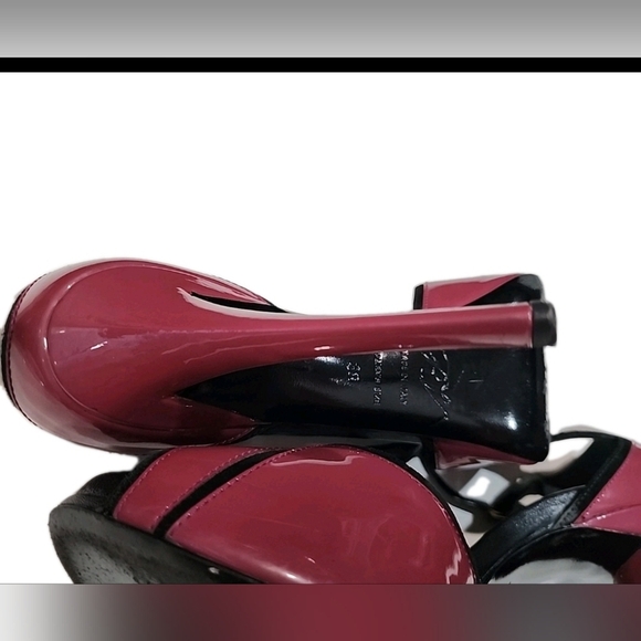 Roger Vivier  PARIS Geometric Prism T Strap Heels Silver Maroon Size 38 Heel 5" - Picture 9 of 9